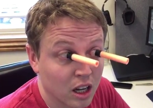 GROSS! Guy Sticks Nerf Gun Darts To Eyes