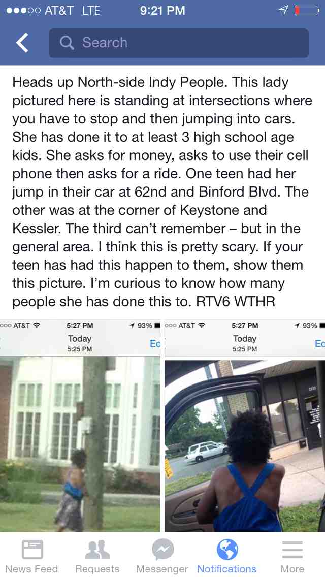 Watch Out! Crazy Lady Jumping Into Cars On North Side Indy