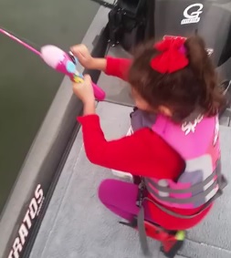 Video: Little Girl Catches HUGE Bass With Barbie Fishing Pole!
